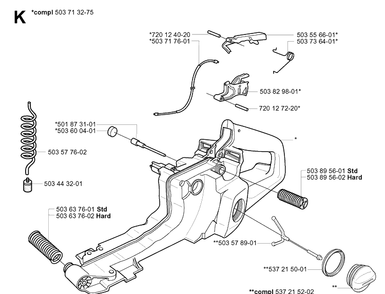 Fuel Tank Diagram and Parts List for 372XP/ (XPG)(20051800001-20070100000) Husqvarna Chainsaw