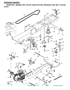 Drive Diagram and Parts List for LTH151 (954170202-B)(2004-06) Husqvarna Lawn Tractor