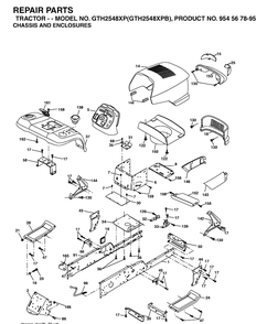 Chassis And Enclosures Diagram and Parts List for GTH2548XP-GTH2548XPB 2003-05 Husqvarna Lawn Tractor