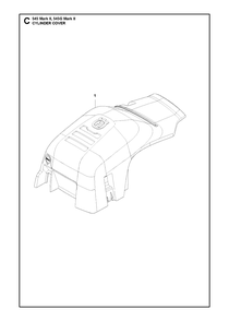 Cylinder Cover Diagram and Parts List for 545-545G Mark II Husqvarna Chainsaw