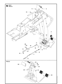 Pedals Diagram and Parts List for R316T  Husqvarna Lawn Mower