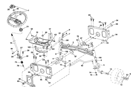 Steering Diagram and Parts List for TS242D  Husqvarna Lawn Tractor