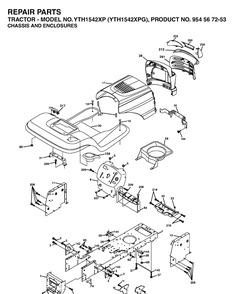 Chassis And Enclosures Diagram and Parts List for YTH1542XP (954567253)(2003-03) Husqvarna Lawn Tractor