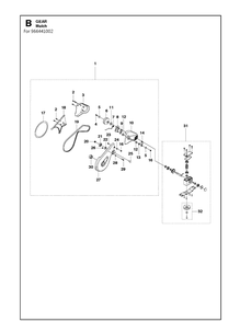 Gear Box Diagram and Parts List for WB48SE 96644090204 Husqvarna Lawn Mower