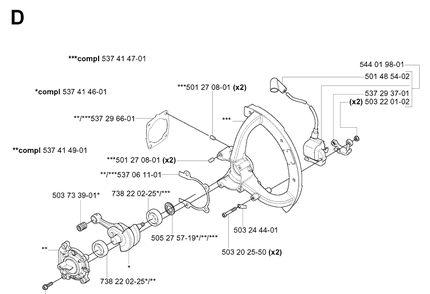 Engine Diagram and Parts List for 356BF 20044000001-20144899999 Husqvarna Leaf Blower / Vacuum