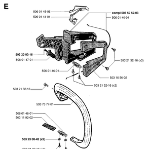 Handle Diagram and Parts List for 49 19981800001-20013499999 Husqvarna Chainsaw