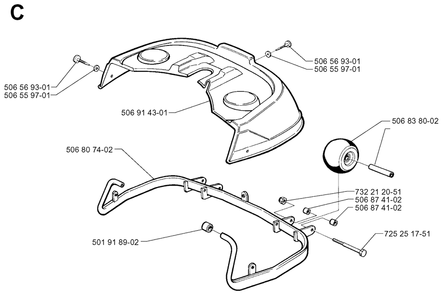 Part Location Diagram of 506838002 Jonsered Roller