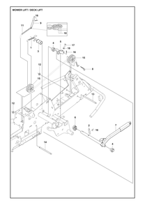 Mower Lift / Deck Lift Diagram and Parts List for R200IX  Husqvarna Lawn Tractor