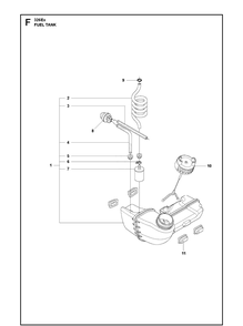 Fuel Tank Diagram and Parts List for 326EX  Husqvarna Edger