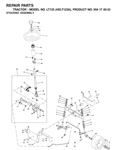 Steering Diagram and Parts List for LT125 (HELT125A)(2001-01) Husqvarna Lawn Tractor