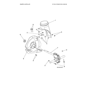 Chute & Impeller Diagram and Parts List for 970528802  Husqvarna Snow Blower