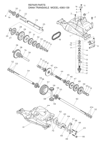 Transmission Diagram and Parts List for DANA4360-139  Husqvarna Engine