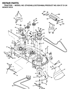 Mower Deck / Cutting Deck Diagram and Parts List for GTH2548-LOGT25H48A 2003-12 Husqvarna Lawn Tractor