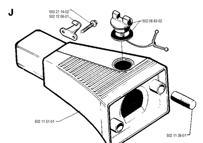 Fuel Tank Diagram and Parts List for 245R 19900100001-19941400000 Husqvarna Brush Cutter