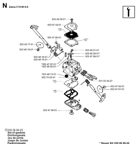 Service Updates Diagram and Parts List for 141 20013500001-20030100000 Husqvarna Chainsaw