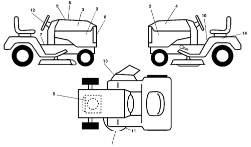 Decals Diagram and Parts List for YTH2148 (954571960-A)(2003-11) Husqvarna Lawn Tractor