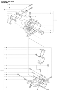 Crank Case Diagram and Parts List for 327HE4X-SERIES (966976501)(2009-04) Husqvarna Hedge Trimmer