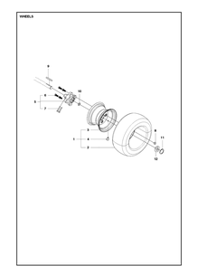 Wheels And Tires Diagram and Parts List for R418TSX AWD Husqvarna Lawn Mower