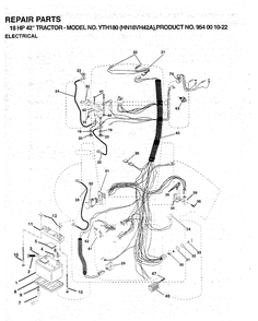 Electrical Diagram and Parts List for YTH180 (954001022)(1994-03) Husqvarna Lawn Tractor