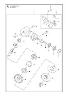 Bevel Gear Diagram and Parts List for 253RJ 20182200001-Current Husqvarna Brush Cutter