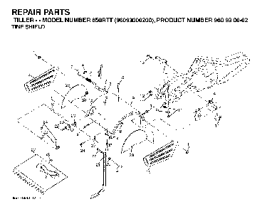 Tine Shield Diagram and Parts List for 650RTT (96093000200)(2005-08) Husqvarna Tiller