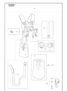 Harness Diagram and Parts List for 323RII 2009-08 Husqvarna Trimmer