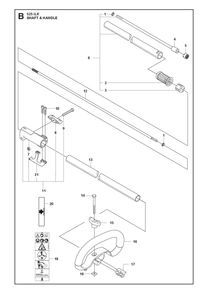 Shaft And Handle Diagram and Parts List for 525ILK  Husqvarna Trimmer