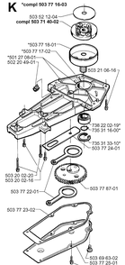 Gear Housing Diagram and Parts List for 225H75 19970500001-19980900000 Husqvarna Hedge Trimmer