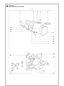 Chain Brake And Clutch Cover Diagram and Parts List for 55 (RANCHER)(20101400001-Current) Husqvarna Chainsaw