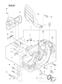 Crankcase Diagram and Parts List for 435 20102300001-20111800000 Husqvarna Chainsaw
