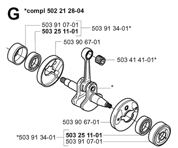 Crankshaft Diagram and Parts List for 240RBD 20004000001-Current Husqvarna Brush Cutter
