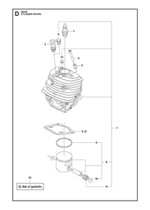 Cylinder Piston Diagram and Parts List for 550XPG  Husqvarna Chainsaw