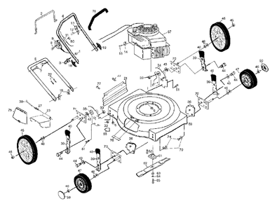 General Assembly Diagram and Parts List for 6022SH (954222695-B)(2001-10) Husqvarna Lawn Mower