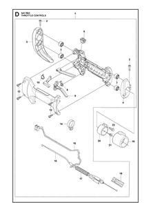 Throttle Controls Diagram and Parts List for 543RBX 20130500001-20182200000 Husqvarna Brush Cutter