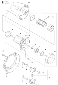 Clutch Diagram and Parts List for 243RJ 20090900001-20113200000 Husqvarna Brush Cutter