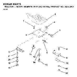 Seat Diagram and Parts List for LR121 (HCLR120A, 954140001)(1996-08) Husqvarna Lawn Tractor