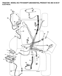 Electrical Diagram and Parts List for YTH1848XP (96043000700)(2006-03) Husqvarna Lawn Tractor