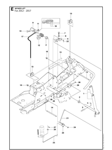 Mower Lift / Deck Lift Diagram and Parts List for R316T  Husqvarna Lawn Mower