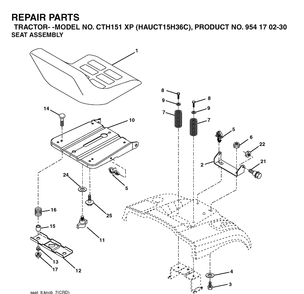 Seat Diagram and Parts List for CTH151XP (HAUCT15H36C)(2004-09) Husqvarna Lawn Tractor