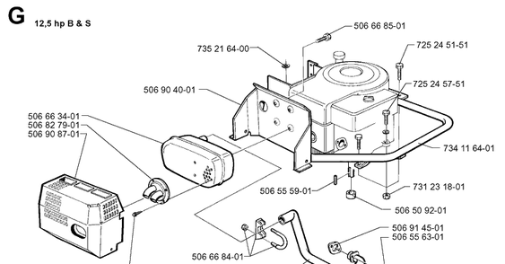 Engine Diagram and Parts List for RIDER850HST 1997-03 Husqvarna Lawn Mower