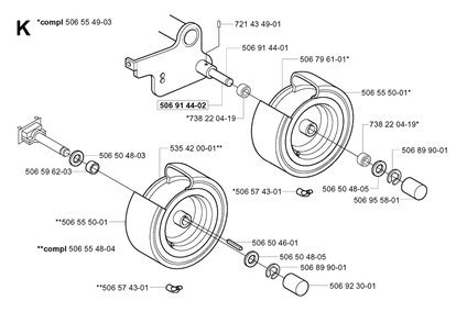 Wheels And Tires Diagram and Parts List for R16 2003-01 Husqvarna Lawn Tractor
