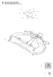 44-Inch/112cm Cutting Deck Diagram and Parts List for R15-V2AWD (965200901)(2008-01) Husqvarna Lawn Tractor