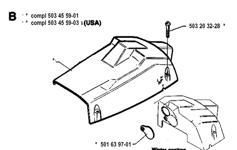 Cover Diagram and Parts List for 242 19941400001-19981800000 Husqvarna Chainsaw
