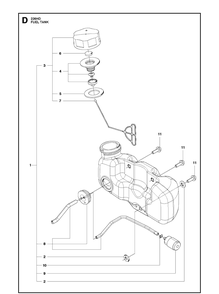 Fuel Tank Diagram and Parts List for 226HD75S 20090100001-20130499999 Husqvarna Hedge Trimmer