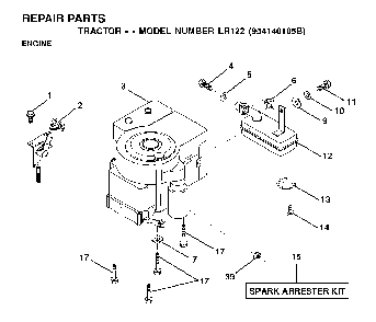 Engine Diagram and Parts List for LR122 (954140105B)(2000-01) Husqvarna Lawn Tractor
