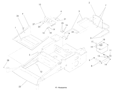 Chassis / Frame 2 Diagram and Parts List for LZF5227 (966956701)(2008-06) Husqvarna Lawn Mower