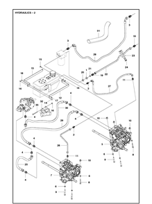 Hydraulics 3 Diagram and Parts List for P525  Husqvarna Lawn Mower