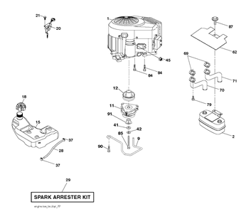 Engine Diagram and Parts List for YTH26V54 (96043011102)(2011-08) Husqvarna Lawn Tractor