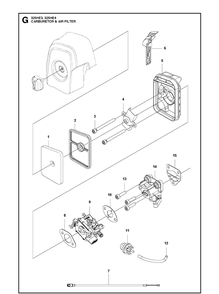 Carburetor And Air Filter 2 Diagram and Parts List for 325HE3 966787601 from 20150100001-current Husqvarna Hedge Trimmer