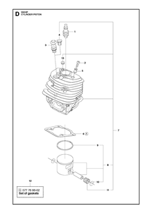 Cylinder Piston Diagram and Parts List for 550XP 2013-01 Husqvarna Chainsaw